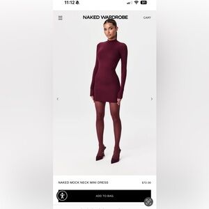 Naked Wardrobe 
Mock Neck Mini Dress
Medium